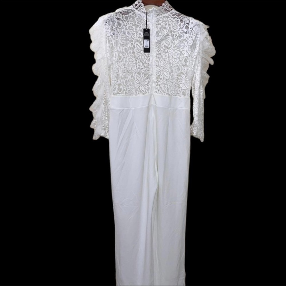 Fashion Nova White Laced Mock Neck Jumpsuit: Size 2X - Picture 9 of 9